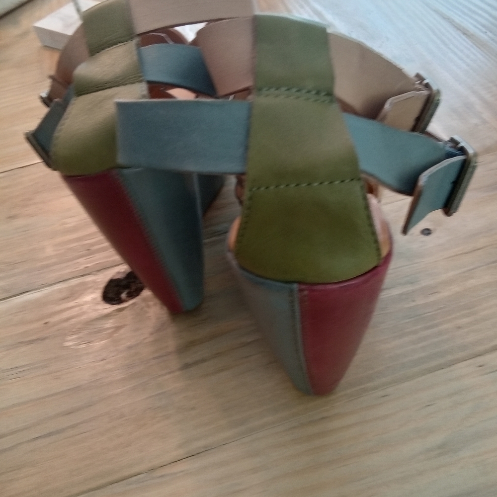 Kork-Ease Hailey Multi-Color Leather Strap Platform Wedge 5.5" Sandals S… - Picture 15 of 16